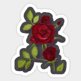 Red Rose stem - watercolor painting Sticker